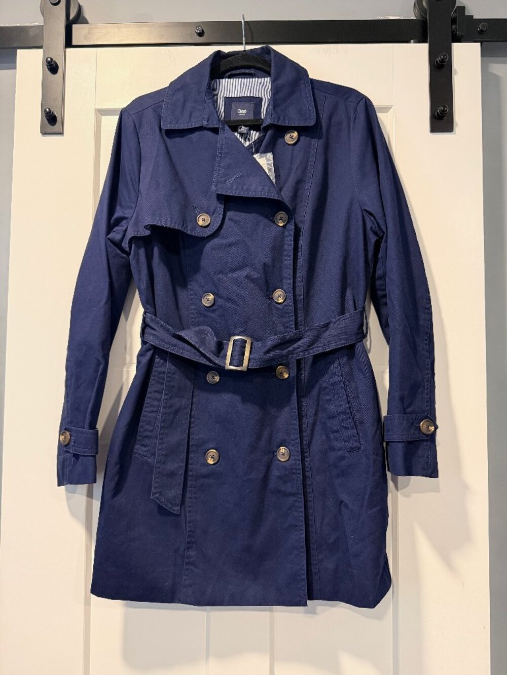 NWT GAP Navy Blue Ladies Midi-Length Belted Trench Coat